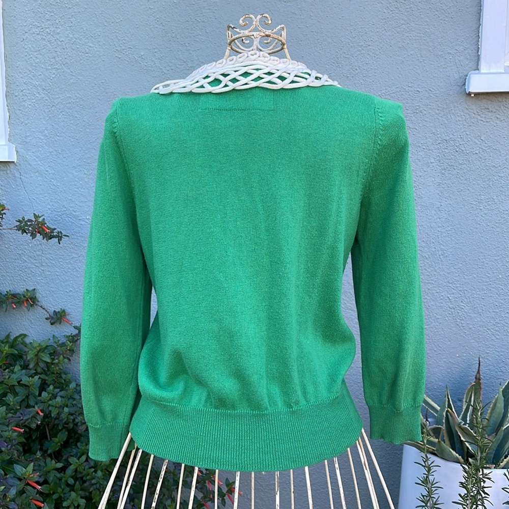Field Flower Anthropologie Green Silk Sweater with Lacework Collar - Picture 9 of 9